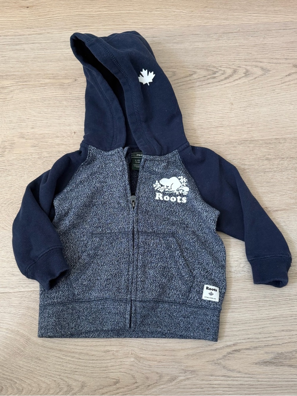 Roots Navy and Heather Gray Kids Toddler Hoodie